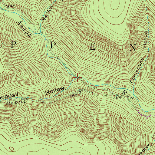 Topographic Map of Goodall Hollow, PA