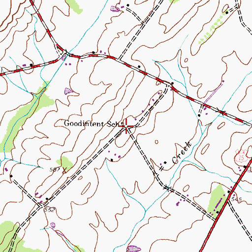 Topographic Map of Goodintent School, PA