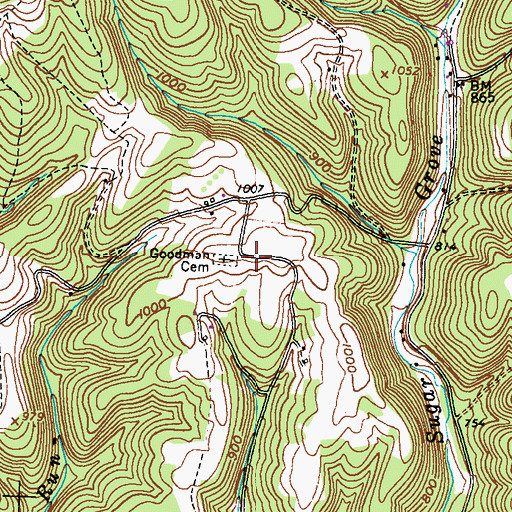 Topographic Map of Goodman Cemetery, PA