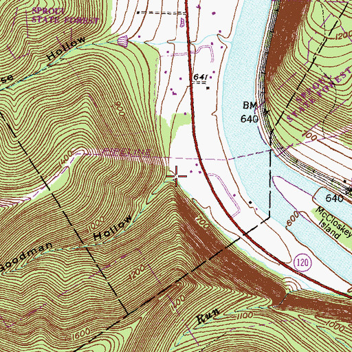 Topographic Map of Goodman Hollow, PA