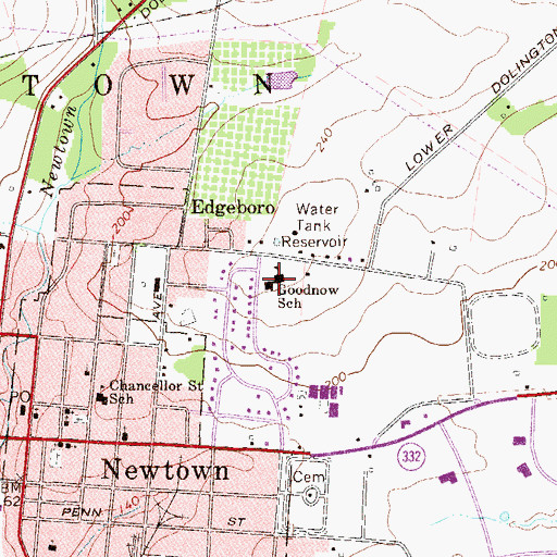 Topographic Map of Goodnow School, PA