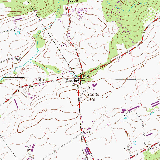 Topographic Map of Goods Church, PA