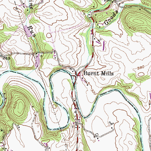 Topographic Map of Goods Run, PA