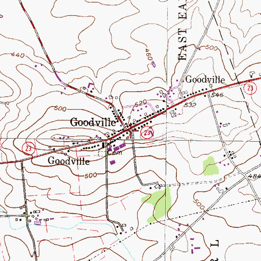 Topographic Map of Goodville, PA