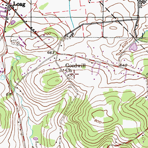 Topographic Map of Goodwill Church, PA