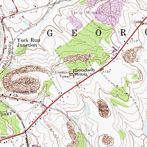 Topographic Map of Goodwin Knob, PA