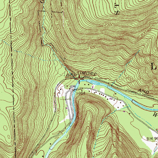 Topographic Map of Gooseberry Run, PA