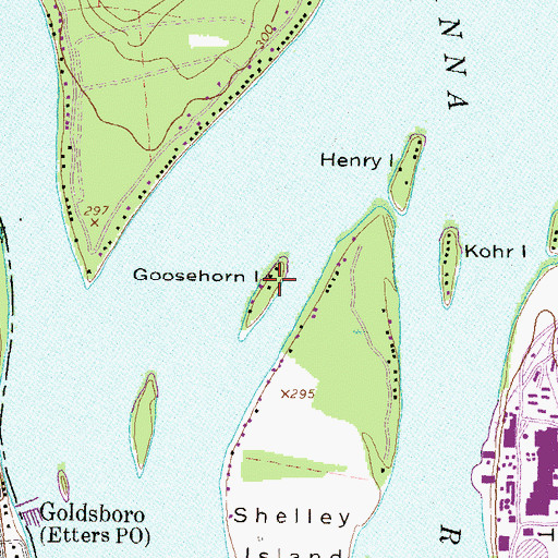 Topographic Map of Goosehorn Island, PA