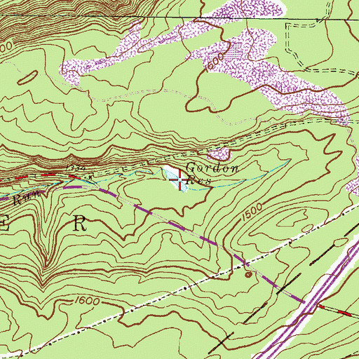 Topographic Map of Gordon Reservoir, PA