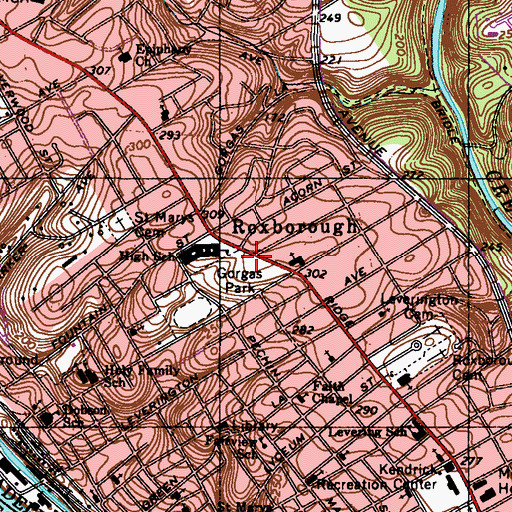 Topographic Map of Gorgas Park, PA