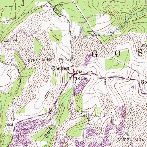 Topographic Map of Goshen, PA