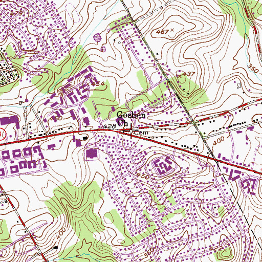Topographic Map of Goshen Church, PA