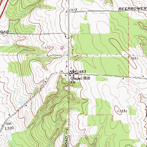 Topographic Map of Gospel Hill Church, PA