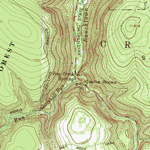 Topographic Map of Gottshall Run, PA
