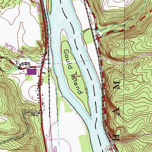 Topographic Map of Gould Island, PA