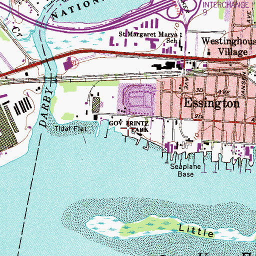 Topographic Map of Governor Printz Park, PA