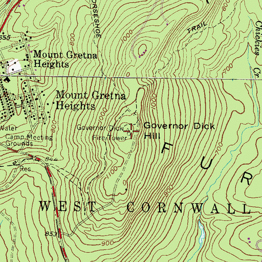 Topographic Map of Governor Dick Hill, PA