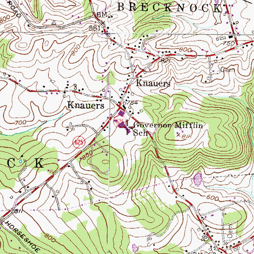 Topographic Map of Governor Mifflin School, PA