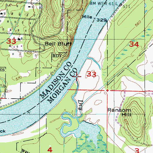 Topographic Map of Dry Creek, AL