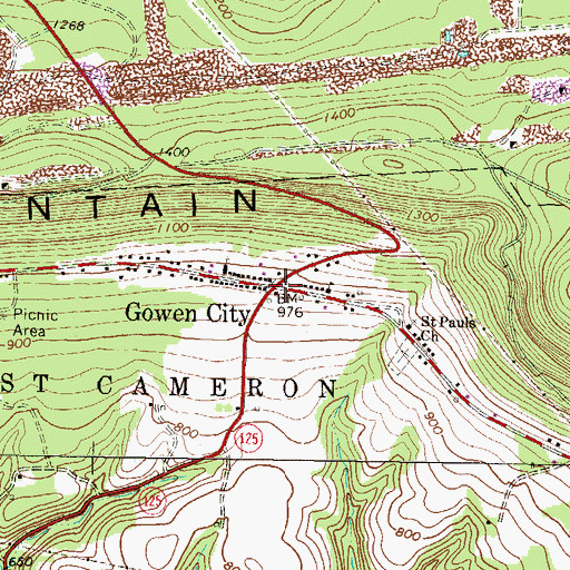 Topographic Map of Gowen City, PA