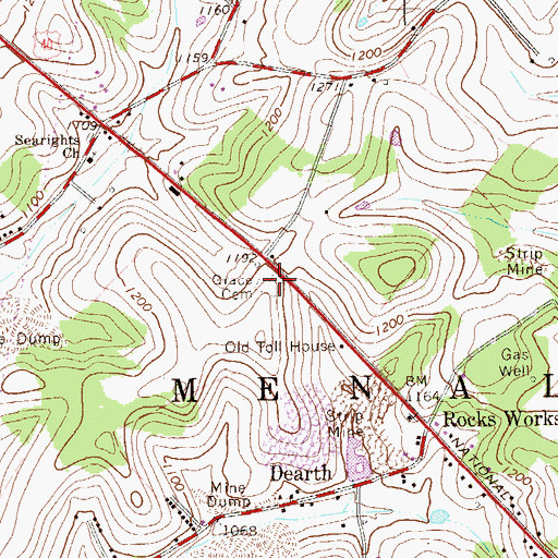 Topographic Map of Grace Chapel Episcopal Cemetery, PA