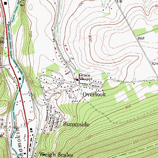 Topographic Map of Grace Chapel, PA