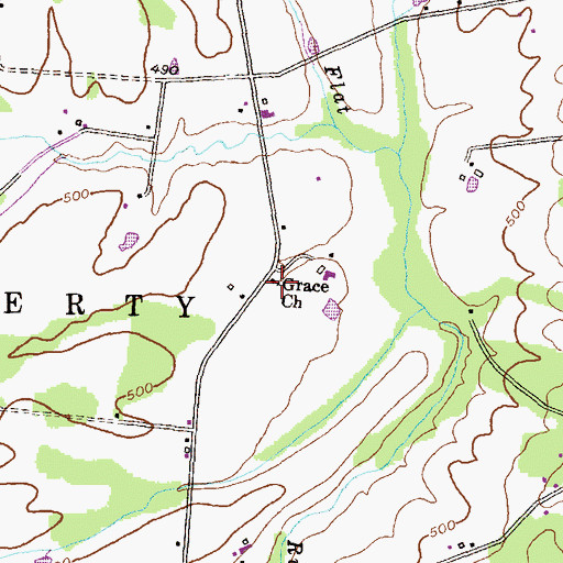 Topographic Map of Grace Church, PA