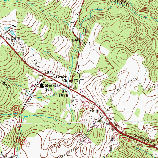Topographic Map of Grace Church, PA