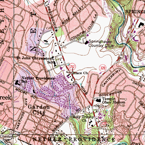 Topographic Map of Grace Church, PA