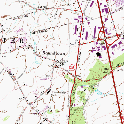 Topographic Map of Grace Church, PA