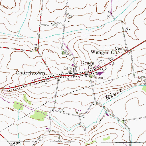 Topographic Map of Grace Church, PA