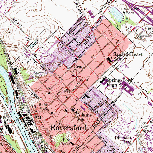 Topographic Map of Grace Church, PA