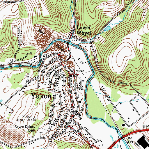 Topographic Map of Grace Church, PA