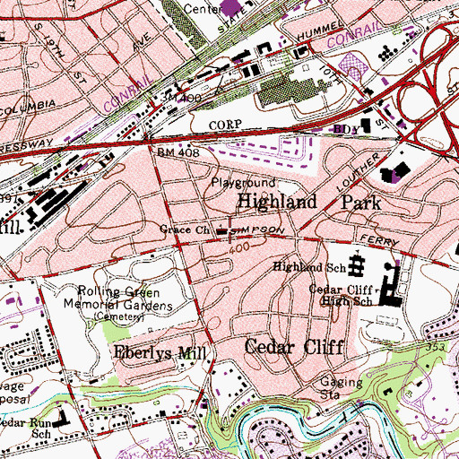 Topographic Map of Grace Church, PA