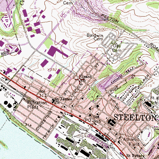 Topographic Map of Grace Church, PA