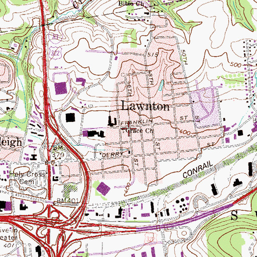 Topographic Map of Grace Church, PA