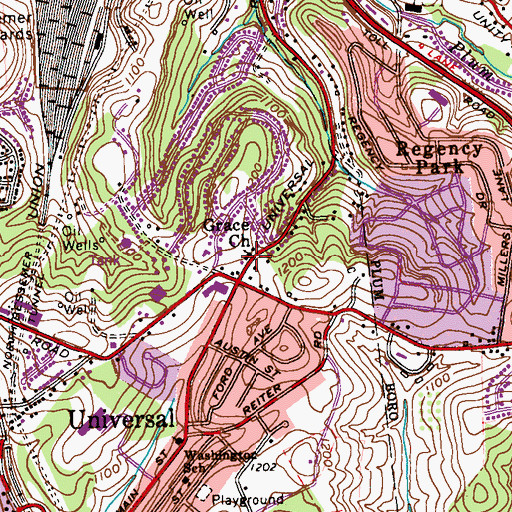 Topographic Map of Grace Church, PA