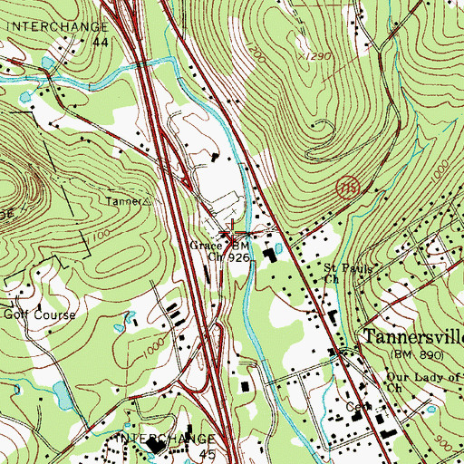 Topographic Map of Grace Church, PA