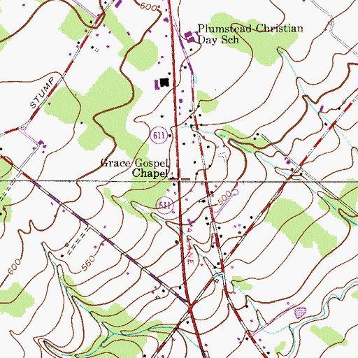 Topographic Map of Grace Gospel Chapel, PA
