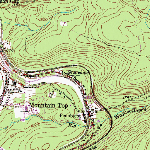 Topographic Map of Gracedale, PA