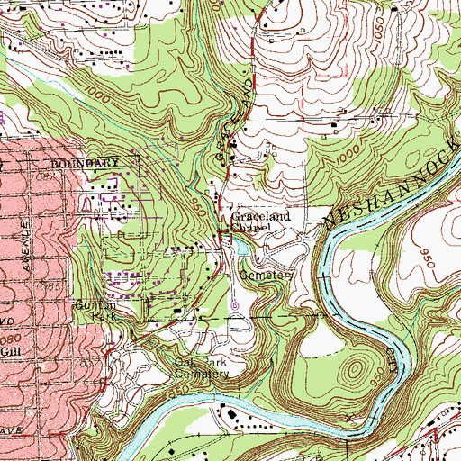 Topographic Map of Graceland Chapel, PA