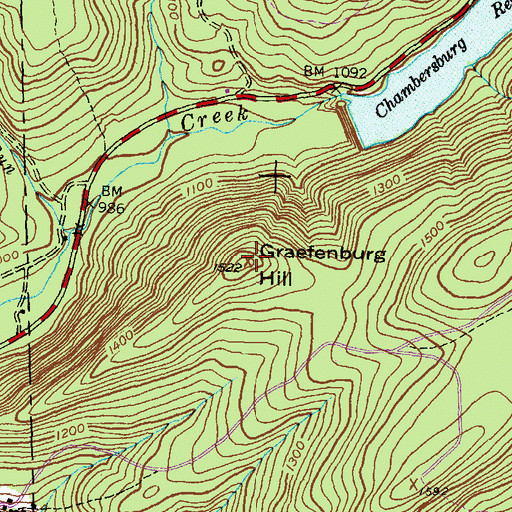 Topographic Map of Graefenburg Hill, PA