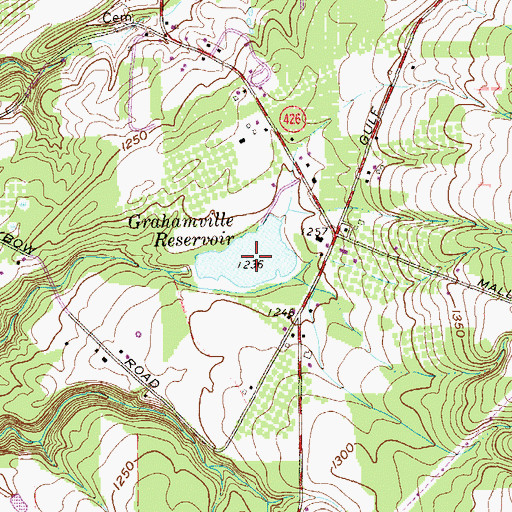 Topographic Map of Grahamville Reservoir, PA