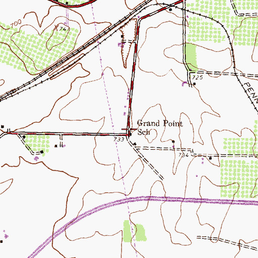 Topographic Map of Grand Point School, PA
