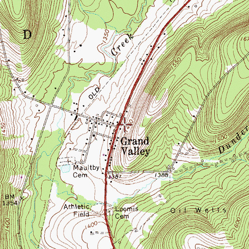 Topographic Map of Grand Valley, PA