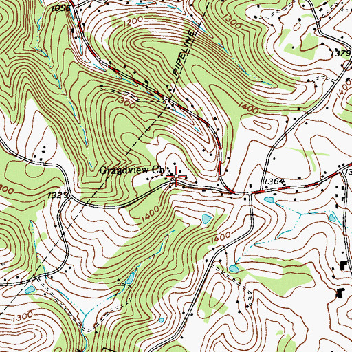 Topographic Map of Grand View Church, PA