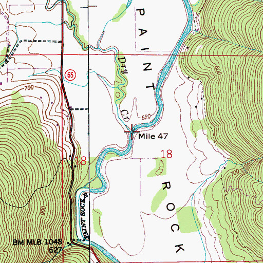 Topographic Map of Dry Creek, AL