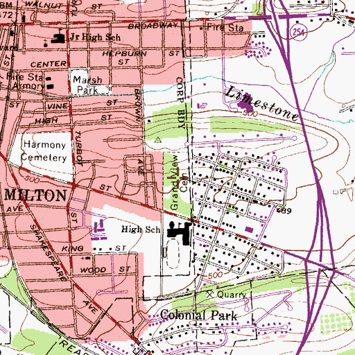 Topographic Map of Grandview Cemetery, PA