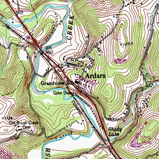 Topographic Map of Grandview School, PA