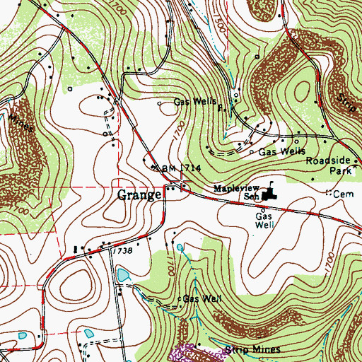 Topographic Map of Grange, PA